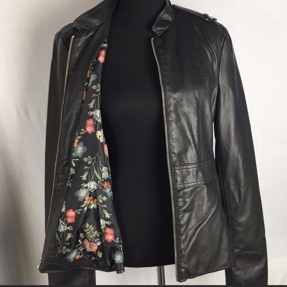 Black river faux leather moto jacket , size M